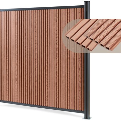 Recinzione Frangivista Grassano in WPC Modulo di Estensione con Montante (AxL) 185 x 175 - Marrone NEU.HOLZ (1/5)