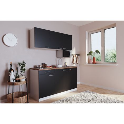 Cucina mini cucina cucina singola Luis 150 cm bianco nero senza frigorifero Respecta (1/5)