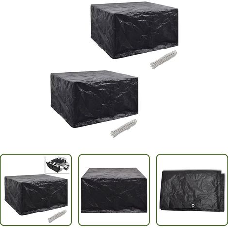 Protection de mobilier extérieur - Housses de salon de jardin 2 pcs Rotin 8 œillets 172x113 cm (1/5)