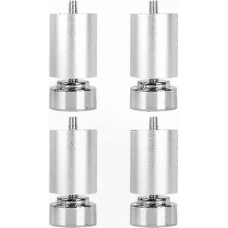 Pieds de support métalliques robustes et réglables pour meubles, raccord fileté M10, argentés, 6 cm (1/5)