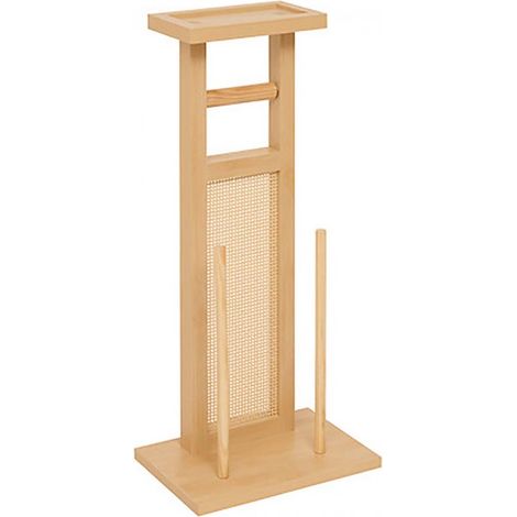 Dérouleur papier toilette en bois naturel avec réserve - Longueur 28 x Profondeur 20 x Hauteur 65 cm (1/5)