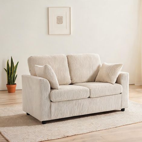 Canapé beige en velours côtelé 100 polyester 144 x 76 x 89 cm (1/5)