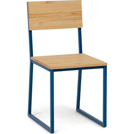 Pack 2Uds. Sillas Desmontables Oxford ECO Azul en madera maciza de pino acabado natural estilo nórdico industrial Box Furniture (1/5)