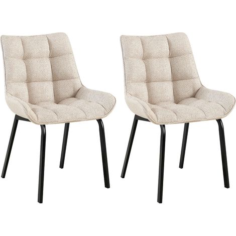 Lot de 2 chaises de salle à manger en tissu crème généreusement rembourrée piètement en métal noir 100007677 (1/5)