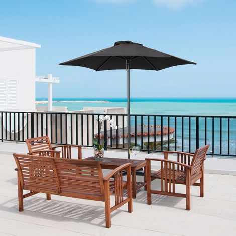 Parasol Ø196 cm, parasol rotatif inclinable, parasol hexagonal pour balcon, plage ou jardin, résistant au vent, à manivelle, noir.