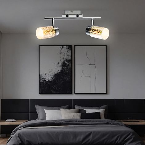 Spot de plafond Plafonnier LED Lampe de salon effet 3D Plafonnier à 2 lampes, verre chromé, 2x 4W 2x 400lm blanc chaud, LxH 30x15 cm (1/4)