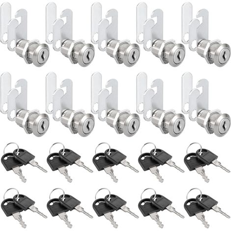 Lot de 10 Serrures Boîte aux Lettres, 25mm Serrure Armoire Metallique, Barillet Boite aux Lettres en Alliage de Zinc avec 20 Clés pour Tiroir, Armoire, Placard, Boîte aux Lettres (1/4)