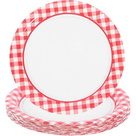 Assiettes en carton rouges classiques pour fêtes d'intérieur et d'extérieur - Fournitures pour anniversaires - Lot de 20 (1/5)