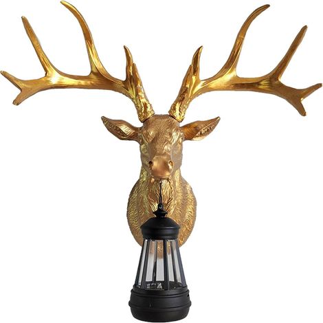 Tête De Cerf - Applique Murale En Résine - Décoration Intérieure Et Extérieure - Pour Salon Jardin Patio Galerie Studio - 1 Pièce (1/5)