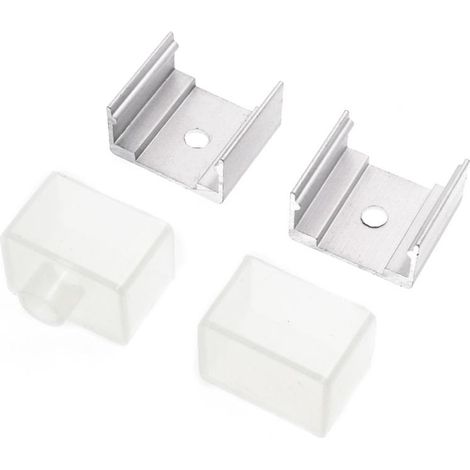 IluminaShop - Pack 2 Tapones y 2 Grapas para Funda de Silicona para Tiras 20X14 mm