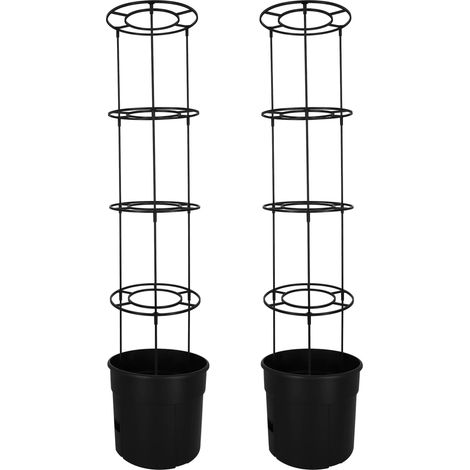 Vaso per la coltivazione di pomodori con scaletta per balcone, nero, 30 cm, set da 2