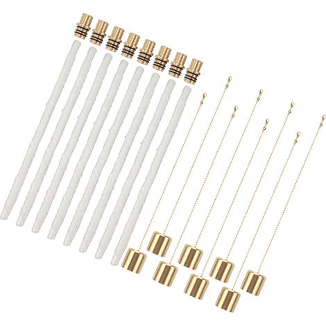 Kit de 8 torches pour bouteilles de vin, mèches longue durée, supports de mèche en laiton, torches pour jardin et terrasse. (1/5)