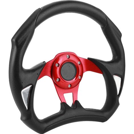 Volant Sport 320mm 12.5 pouces Cuir PVC Surpiqûres avec Bouton Klaxon Accessoire Universel Pièce Auto Tuning (1/4)
