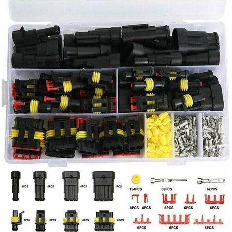 352 Wasserdichtes Kfz-Steckverbinder-Set, 1-, 2-, 3- und 4-polige wasserdichte elektrische Anschlüsse für Motorrad, Roller und Auto. (1/4)