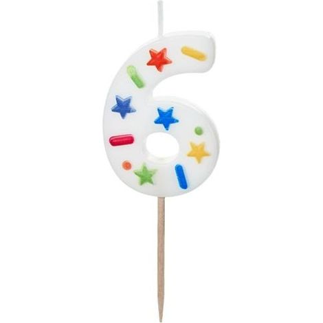 Geburtstagskerze, 6 weiße Konfetti, 5,5 cm