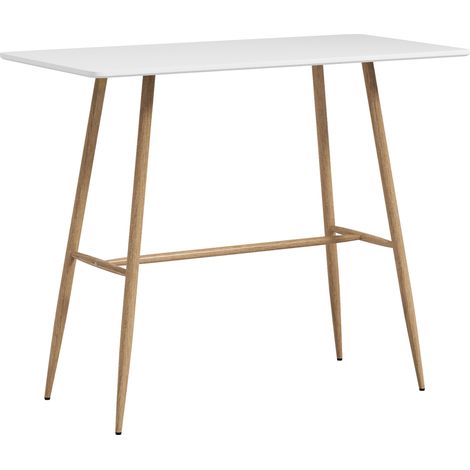 Table de Bar Navaridas Style Scandinave Élégant Acier MDF Blanc Aspect Bois (1/5)
