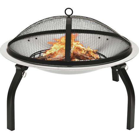 Braciere e Barbecue 2in1 e Attizzatoio 56x56x49cm Acciaio Inox vidaXL (1/5)