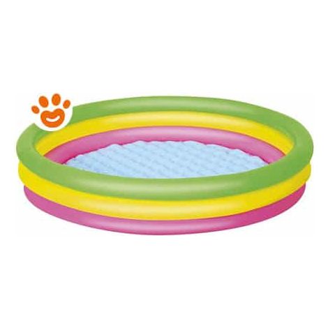 BESTWAY PISCINA SUMMER 3 ANELLI 102X25CM FONDO GONFIABILE FUORI TERRA IN GOMMA