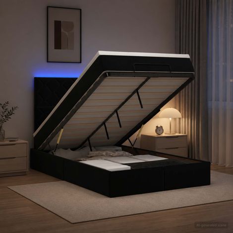 vidaXL Lit coffre avec matelas et LED Noir 120 x 190 cm Velours (1/5)