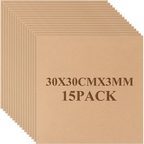 Lot de 15 panneaux MDF 300 x 30 x 3 mm, Planche Bois, Plaque de contreplaqué, Pour travaux manuels, contreplaqué de peuplier 3 mm, panneau MDF pour scie à chantourner, Découpe laser (1/5)