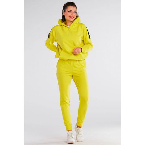 Pantaloni della tuta in cotone con tasche, gialli, taglia L/XL (1/5)