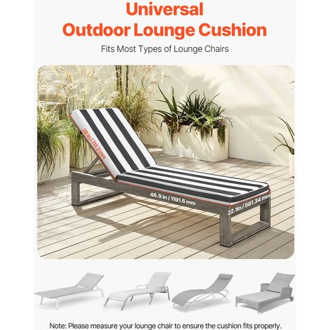 Coussin de Bain de Soleil, 189 x 56 cm, Coussin de Chaise Longue Jardin, Lot de 2, Imperméable Épais Résistant Décoloration, avec A… (1/5)