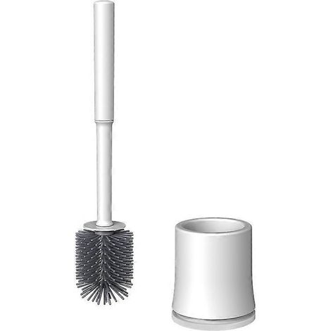 Brosse WC et support inclus, poils en silicone, brosse de nettoyage de cuvette beige (1/5)