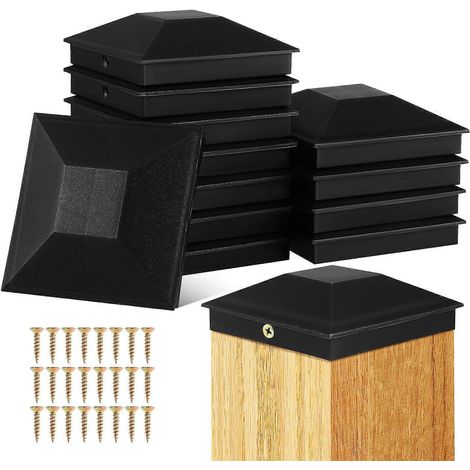 Protection de poteau pour clôture et garde-corps, en plastique, pour une esthétique améliorée, 10,3 x 10,3 x 3 cm, lot de 12 (1/2)