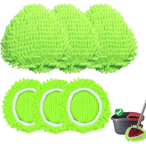Lot de 6 lingettes de balai en microfibre réutilisables, compatibles avec le balai triangulaire O-Cedar EasyWring, tête de balai élastique de rechange pour un nettoyage en profondeur (1/5)