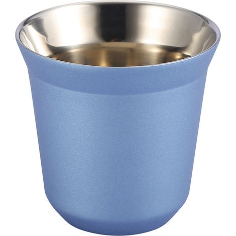 Verre à café double paroi en acier inoxydable 85ml bleu, tasse à bière et thé, gobelet isolant pour boissons (1/5)