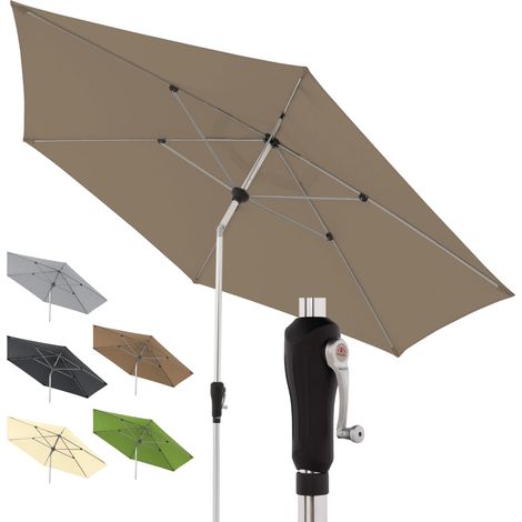 Parasol Alu Crank Ø 330 cm, Greige, manivelle, protection UV 80+ (1/5)