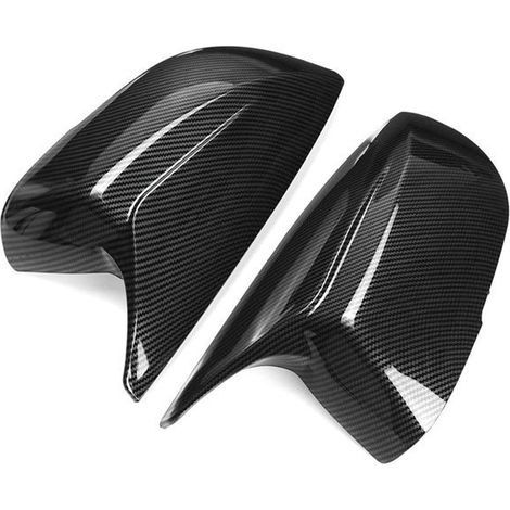 1 pair of carbon-textured ABS car rearview mirror covers, adhesive side mirror covers, water transfer printed horn pattern. (1/4)