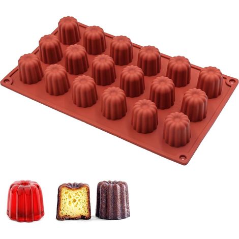 1 Moule À Gâteau Silicone, 18 Cavités Forme Bordelaise, Antiadhésif Pour Chocolat, Gelée, Pudding, Cuisson Four (1/5)