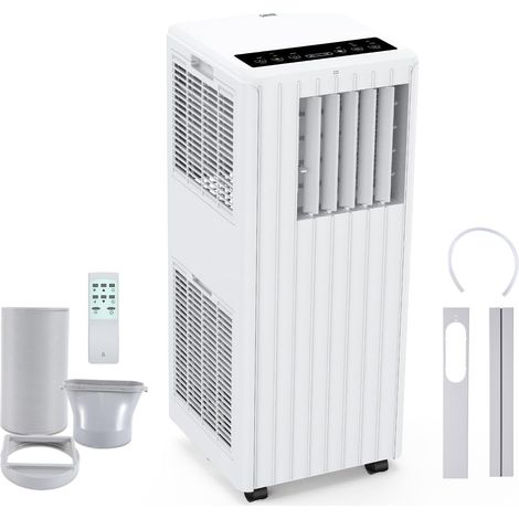 Climatiseur mobile 9000 BTU 3-en-1 – Refroidissement, ventilation, déshumidification – Minuterie 24h, télécommande, roulettes– Pour pièces jusqu'à 28 m³ (1/5)