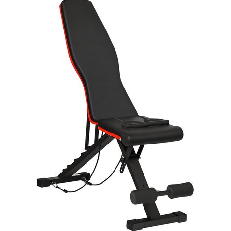 Banc multifonctionnel pour abdominaux et musculation, inclinaison réglable et élastiques, 130 x 48 x 48-109 cm, noir (1/5)