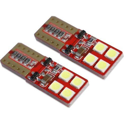 Luci di posizione a led 8 led SMD 2 lampadine auto Canbus luci targa fari Luce Fredda 6000K 8 watt Alimentazione 12 V Attacco T10
