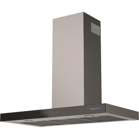 679 M3-3 Geschwindigkeiten + Int-Controller Sensitiv-Filtern Metall+Kohle-LED-Dekor Box-l 90 cm Edelstahl und Schwarzglas - Glem