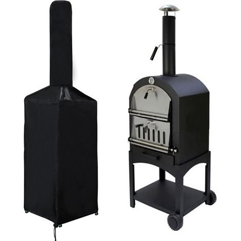 Housse de Protection Imperméable pour Oven Pizza Outdoor Housse Antipoussière pour Courtyard Household 210D Argenté Noir 50x37x103x160cm (1/5)