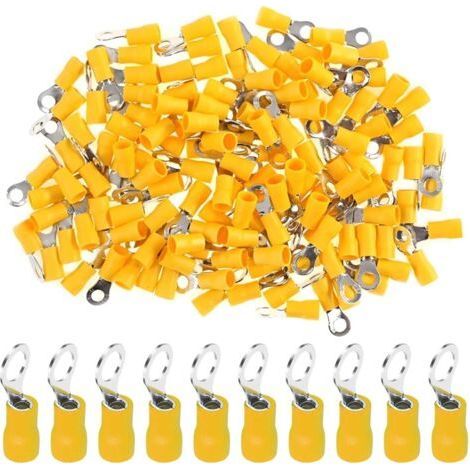 FENOPLASTICA100 Cosses à Anneau M4, Cuivre Isolées 4,3mm, Fils 4-6 mm², 12-10 AWG, Jaune (1/5)