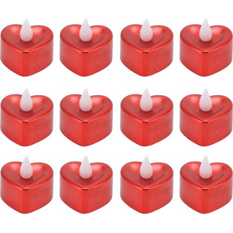 EASYCOMFORT 12 PCS Bougies LED Sans Flamme en Forme de Cœur avec Piles, Chauffe-plat Décoratif pour Noël, Halloween, Mariage et Fête en Extérieur (1/5)