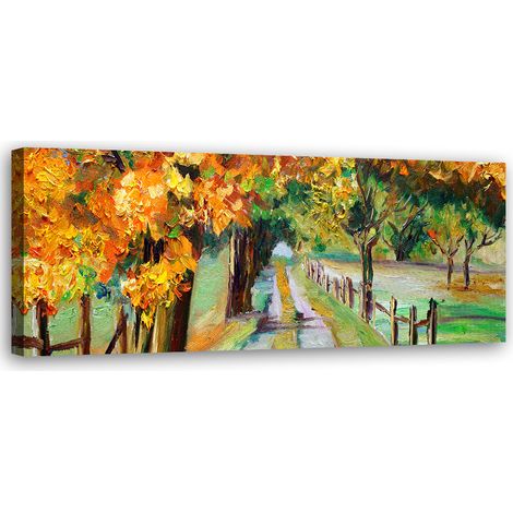 Tableau sur toile Arbres peints en automne 90x30 (1/5)