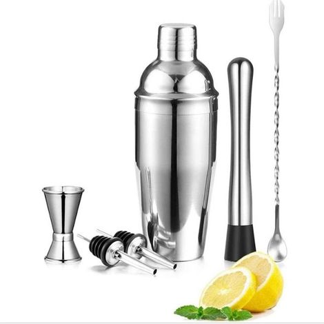 Kit de Barman 6 Pièces en Acier Inoxydable, Shaker à Cocktail et Accessoires Bar (1/5)