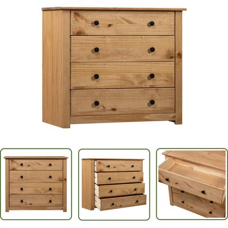 The Living Store Armoire latérale 80x40x73 cm Pin Assortiment Panama - Buffet - Armoire - Meuble TV - Commode - Rangement (1/5)