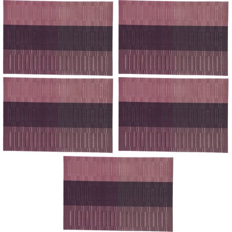 Lot de 5 sets de table rectangulaires en PVC rouge, dessous de plat lavables pour maison, hôtel, restaurant. (1/5)