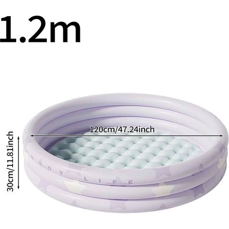 Piscine gonflable (120 cm), pliable, fond à bulles épais en PVC, portable. (1/5)