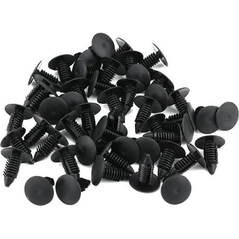 Clips à rivets en plastique, 100 pièces, fixations de garniture de carrosserie, clips à goupille de poussée pour pare-chocs de voiture, noirs (1/5)