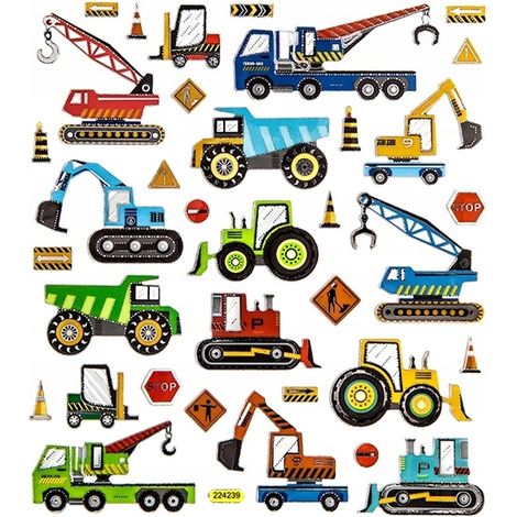 Pegatinas decorativas para vehículos de construcción: excavadora, grúa, 35 unidades.