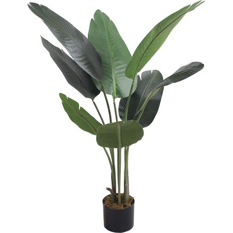 Plante artificielle Banane Rebecca Mobili Taznit 110x45x45 Polyester Polyéthylène Vert Marron