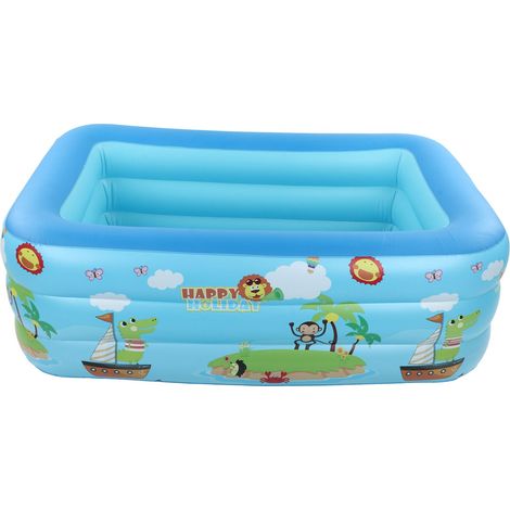 Piscine gonflable carrée zoo pour enfants, adultes et famille – Bassin extérieur jardin avec motifs animaux, jeu d’eau pour tout-petits. (1/5)