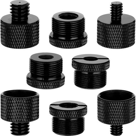 8 Stück Mikrofonständer Adapter, Mic Stand Adapter 5/8 Buchse auf 3/8 Stecker, 3/8 Buchse auf 5/8 Stecker, 5/8 Buchse auf 1/4 Stecker, 1/4 Buchse auf 5/8 Stecker, Adapter für Mic und Stativ (1/5)